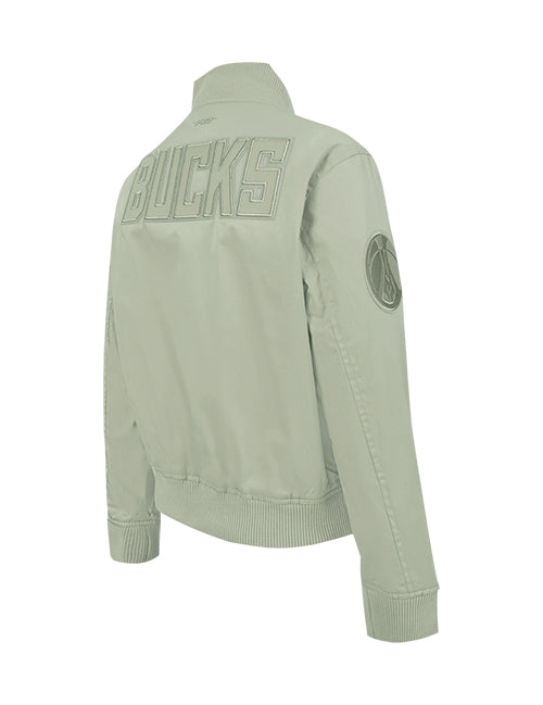 Women's Pro Standard Neutral Milwaukee Bucks Twill Jacket-angled back