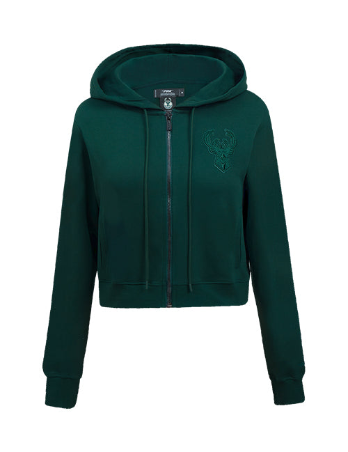 Women's Pro Standard Triple Tonal Milwaukee Bucks Full Zip Hooded Sweatshirt-front