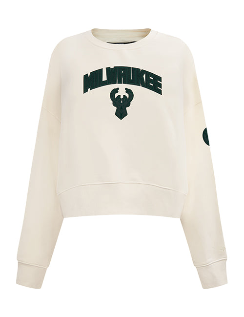 Women's Pro Standard Triple Tonal Milwaukee Bucks Crewneck Sweatshirt-front