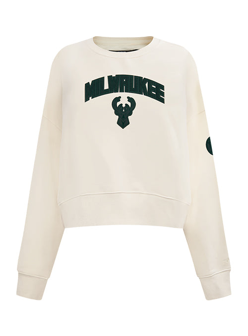 Women's Pro Standard Triple Tonal Milwaukee Bucks Crewneck Sweatshirt-front