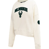 Women's Pro Standard Triple Tonal Milwaukee Bucks Crewneck Sweatshirt-angled front