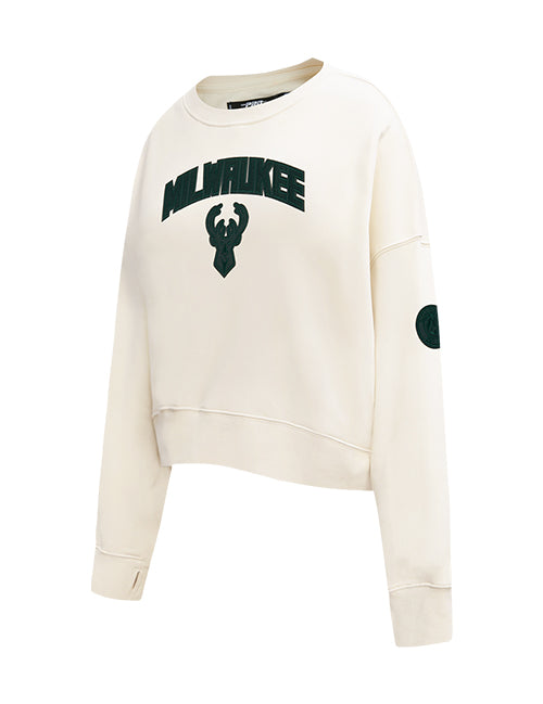 Women's Pro Standard Triple Tonal Milwaukee Bucks Crewneck Sweatshirt-angled front