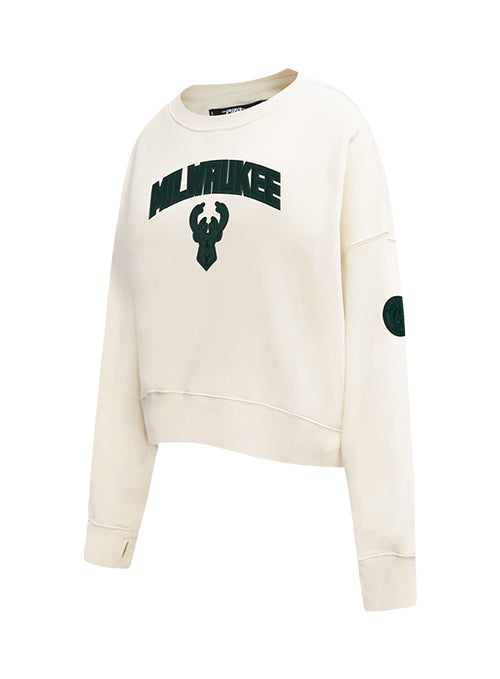 Women's Pro Standard Triple Tonal Milwaukee Bucks Crewneck Sweatshirt-angled front