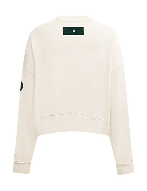 Women's Pro Standard Triple Tonal Milwaukee Bucks Crewneck Sweatshirt-back