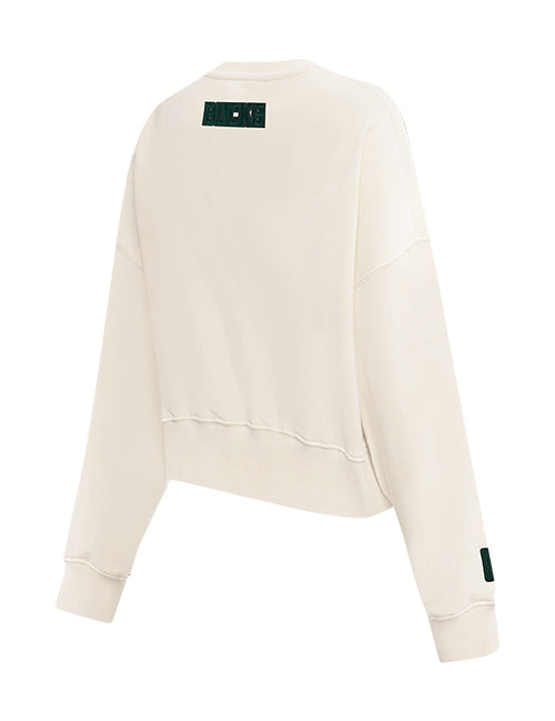 Women's Pro Standard Triple Tonal Milwaukee Bucks Crewneck Sweatshirt-angled back