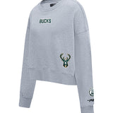 Women's Pro Standard Wingspan Milwaukee Bucks Crewneck Sweatshirt-angled front