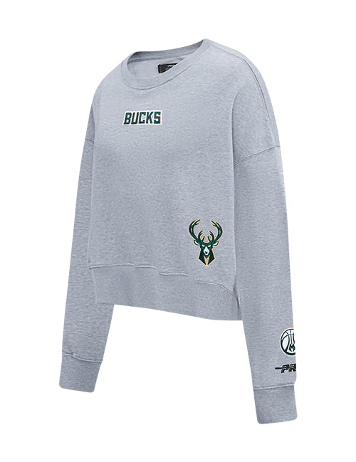 Women's Pro Standard Wingspan Milwaukee Bucks Crewneck Sweatshirt-angled front