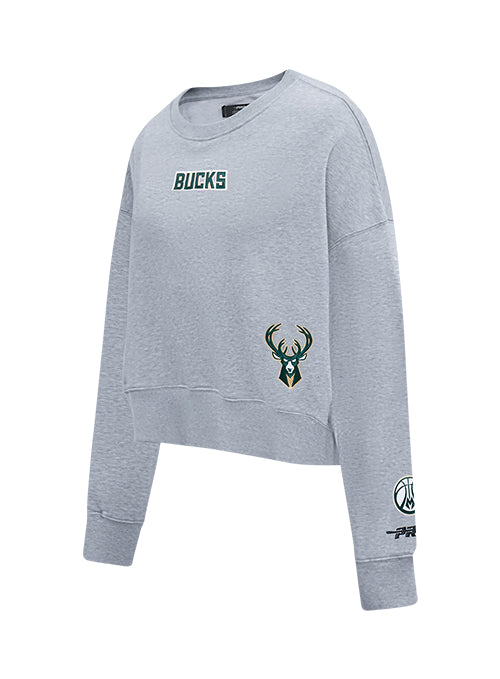 Women's Pro Standard Wingspan Milwaukee Bucks Crewneck Sweatshirt-angled front