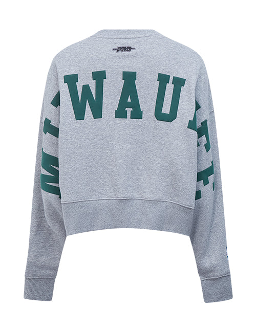 Women's Pro Standard Wingspan Milwaukee Bucks Crewneck Sweatshirt-back