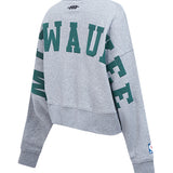 Women's Pro Standard Wingspan Milwaukee Bucks Crewneck Sweatshirt-angled back