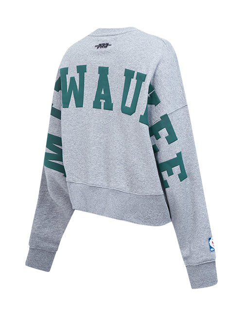 Women's Pro Standard Wingspan Milwaukee Bucks Crewneck Sweatshirt-angled back