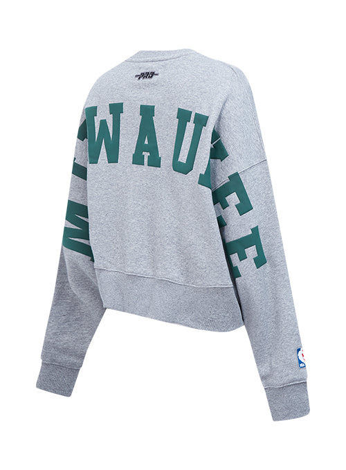Women's Pro Standard Wingspan Milwaukee Bucks Crewneck Sweatshirt-angled back