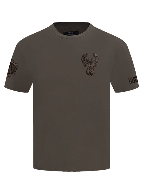 Pro Standard Neutral Brown Milwaukee Bucks Drop Shoulder T-Shirt-front