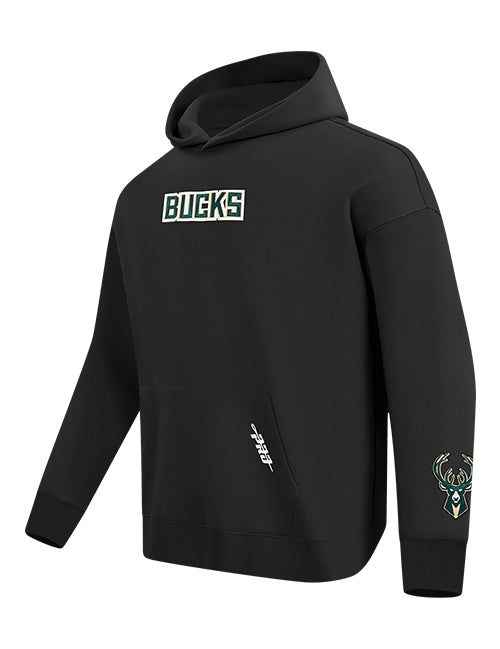 Pro Standard Wingspan Black Milwaukee Bucks Hooded Sweatshirt-angled front