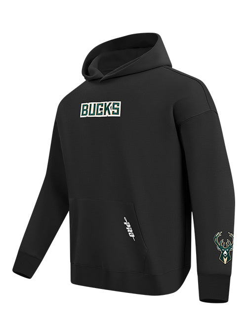 Pro Standard Wingspan Black Milwaukee Bucks Hooded Sweatshirt-angled front