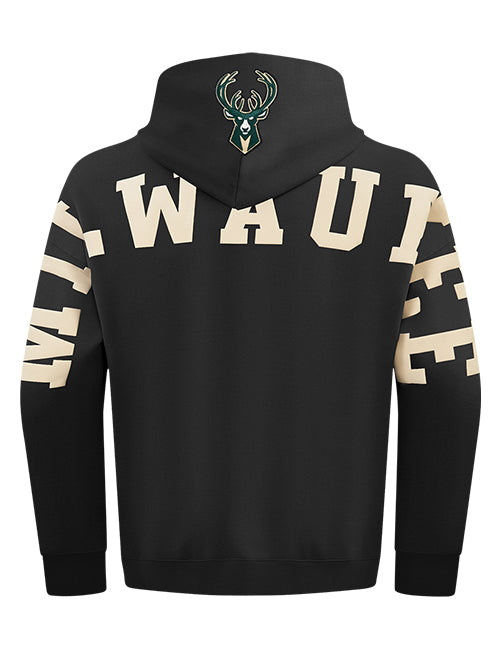 Pro Standard Wingspan Black Milwaukee Bucks Hooded Sweatshirt-back