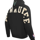 Pro Standard Wingspan Black Milwaukee Bucks Hooded Sweatshirt-angled back