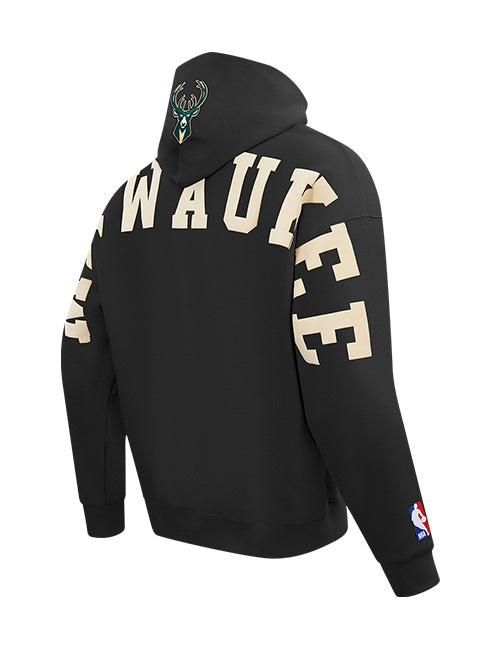 Pro Standard Wingspan Black Milwaukee Bucks Hooded Sweatshirt-angled back