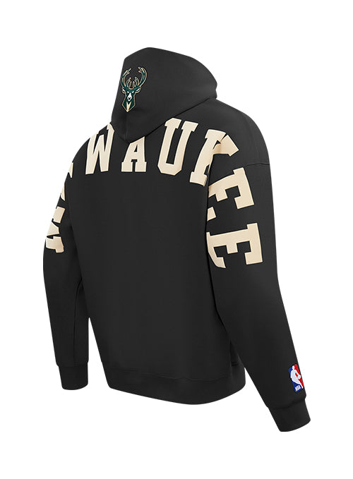 Pro Standard Wingspan Black Milwaukee Bucks Hooded Sweatshirt-angled back