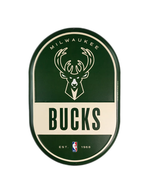 Open Road Brands Embossed Milwaukee Bucks Metal Sign