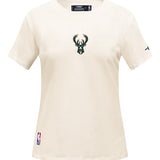 Women's Pro Standard Classic Icon Cream Milwaukee Bucks T-Shirt-front