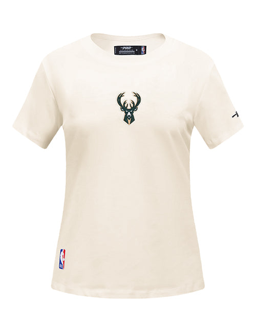 Women's Pro Standard Classic Icon Cream Milwaukee Bucks T-Shirt-front