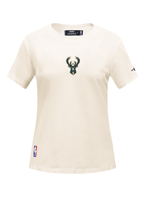 Women's Pro Standard Classic Icon Cream Milwaukee Bucks T-Shirt-front