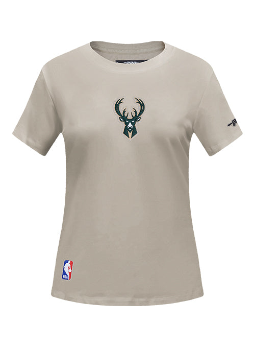 Women's Pro Standard Classic Icon Taupe Milwaukee Bucks T-Shirt-front