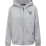 Women's Pro Standard Classic Icon Heather Grey Milwaukee Bucks Full Zip Hooded Sweatshirt-front
