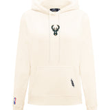 Women's Pro Standard Classic Icon Eggshell Milwaukee Bucks Hooded Sweatshirt-front