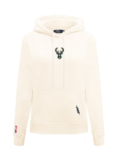 Women's Pro Standard Classic Icon Eggshell Milwaukee Bucks Hooded Sweatshirt-front