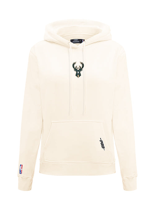 Women's Pro Standard Classic Icon Eggshell Milwaukee Bucks Hooded Sweatshirt-front