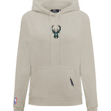 Women's Pro Standard Classic Icon Taupe Milwaukee Bucks Hooded Sweatshirt-front