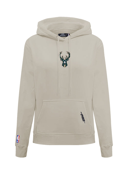 Women's Pro Standard Classic Icon Taupe Milwaukee Bucks Hooded Sweatshirt-front