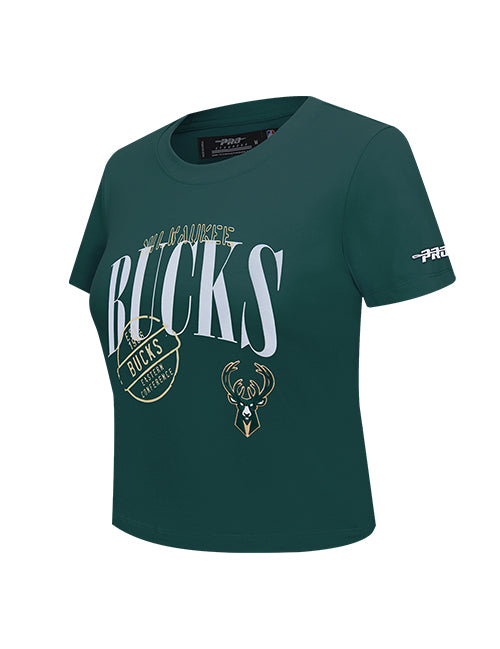 Women's Pro Standard Stamped Milwaukee Bucks Slim T-Shirt-angled front