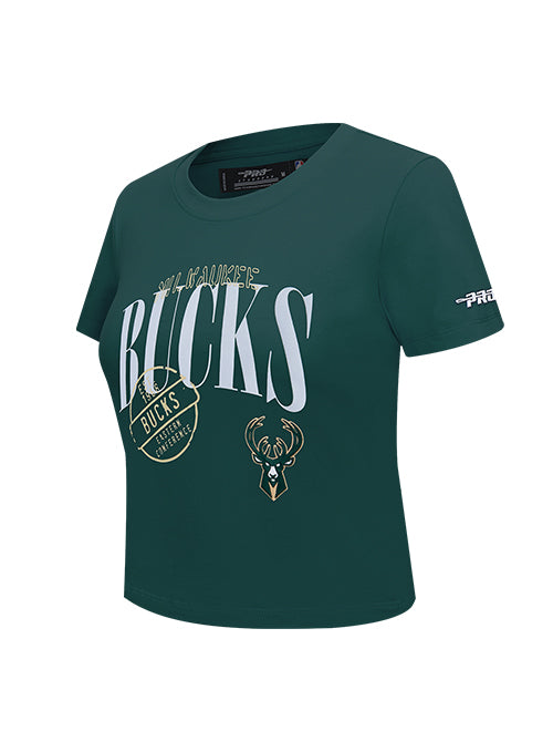 Women's Pro Standard Stamped Milwaukee Bucks Slim T-Shirt-angled front