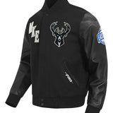 Pro Standard First Time Milwaukee Bucks Varsity Wool Jacket-angled front