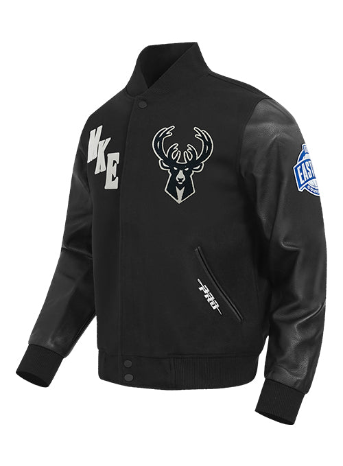 Pro Standard First Time Milwaukee Bucks Varsity Wool Jacket-angled front