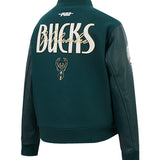 Women's Pro Standard Original Players Milwaukee Bucks Varsity Wool Jacket-angled back