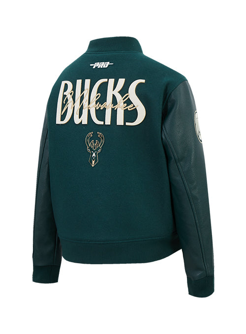 Women's Pro Standard Original Players Milwaukee Bucks Varsity Wool Jacket-angled back