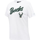 Women's Pro Standard Crystalline White Milwaukee Bucks T-Shirt-angled front