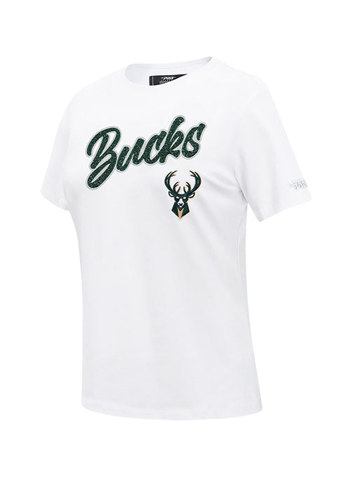 Women's Pro Standard Crystalline White Milwaukee Bucks T-Shirt-angled front