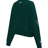 Women's Pro Standard Crystalline Milwaukee Bucks Crewneck Sweatshirt