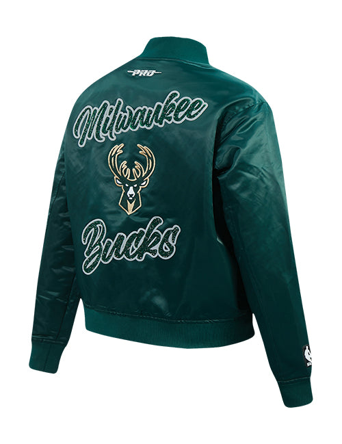 Women's Pro Standard Crystalline Milwaukee Bucks Satin Jacket-angled back