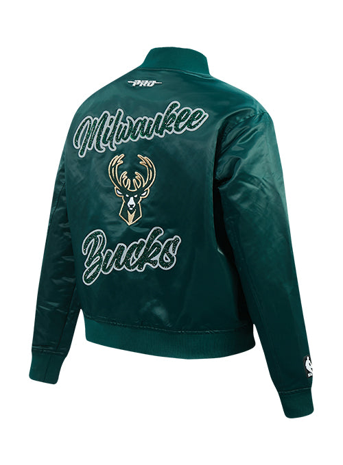 Women's Pro Standard Crystalline Milwaukee Bucks Satin Jacket-angled back