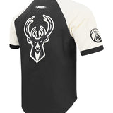 Pro Standard First Time Milwaukee Bucks Drop Hem T-Shirt-angled abck