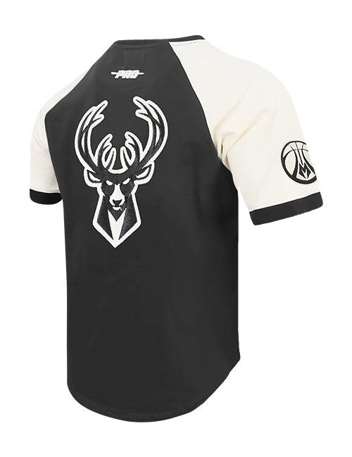 Pro Standard First Time Milwaukee Bucks Drop Hem T-Shirt-angled abck