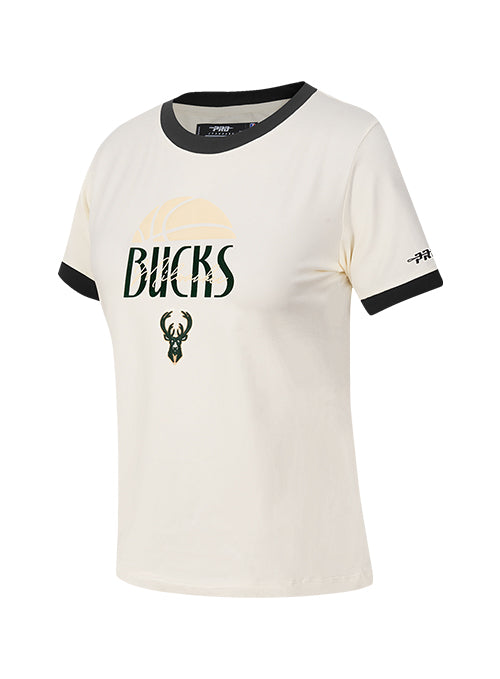 Women's Pro Standard Original Players Milwaukee Bucks Ringer T-Shirt-angled front