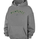 Nike Standard Issue Evergreen+ Grey Milwaukee Bucks Hooded Sweatshirt