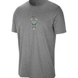 Nike Evergreen Grey Milwaukee Bucks Logo T-Shirt-front